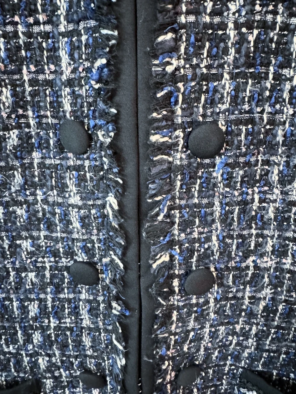White House Black Market Classic Black And Blue Tweed Jacket - Women's Medium